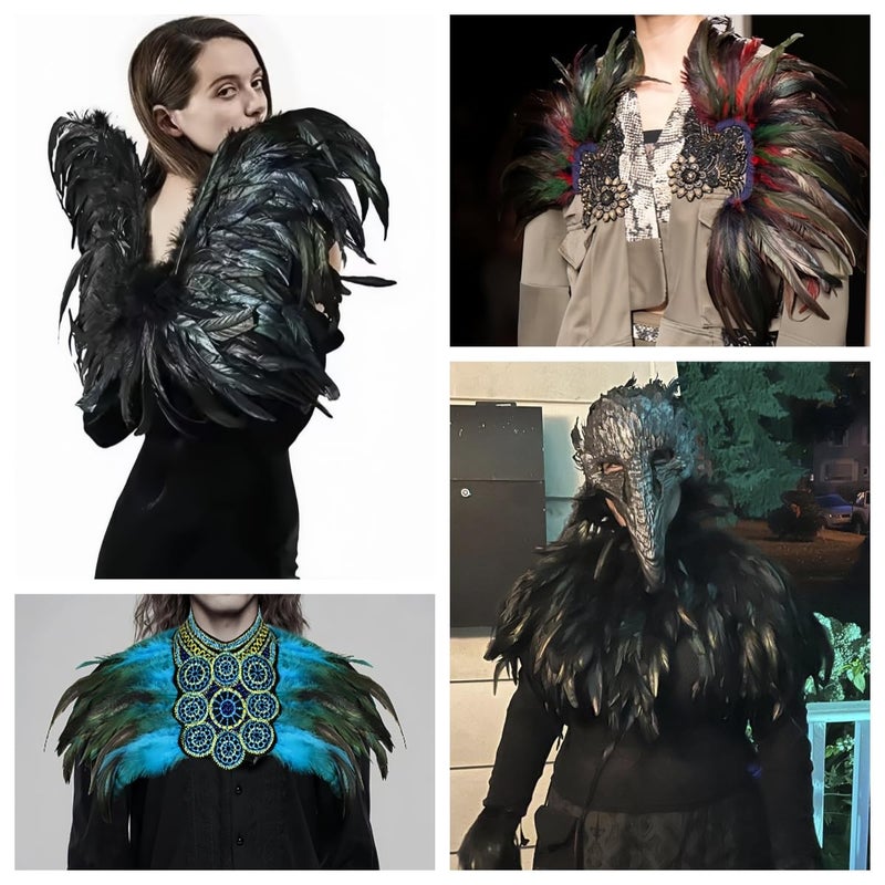 Shekyeon 2yards Rooster Feather Fringe Trim for Costume Decoration (Black) - Image 5